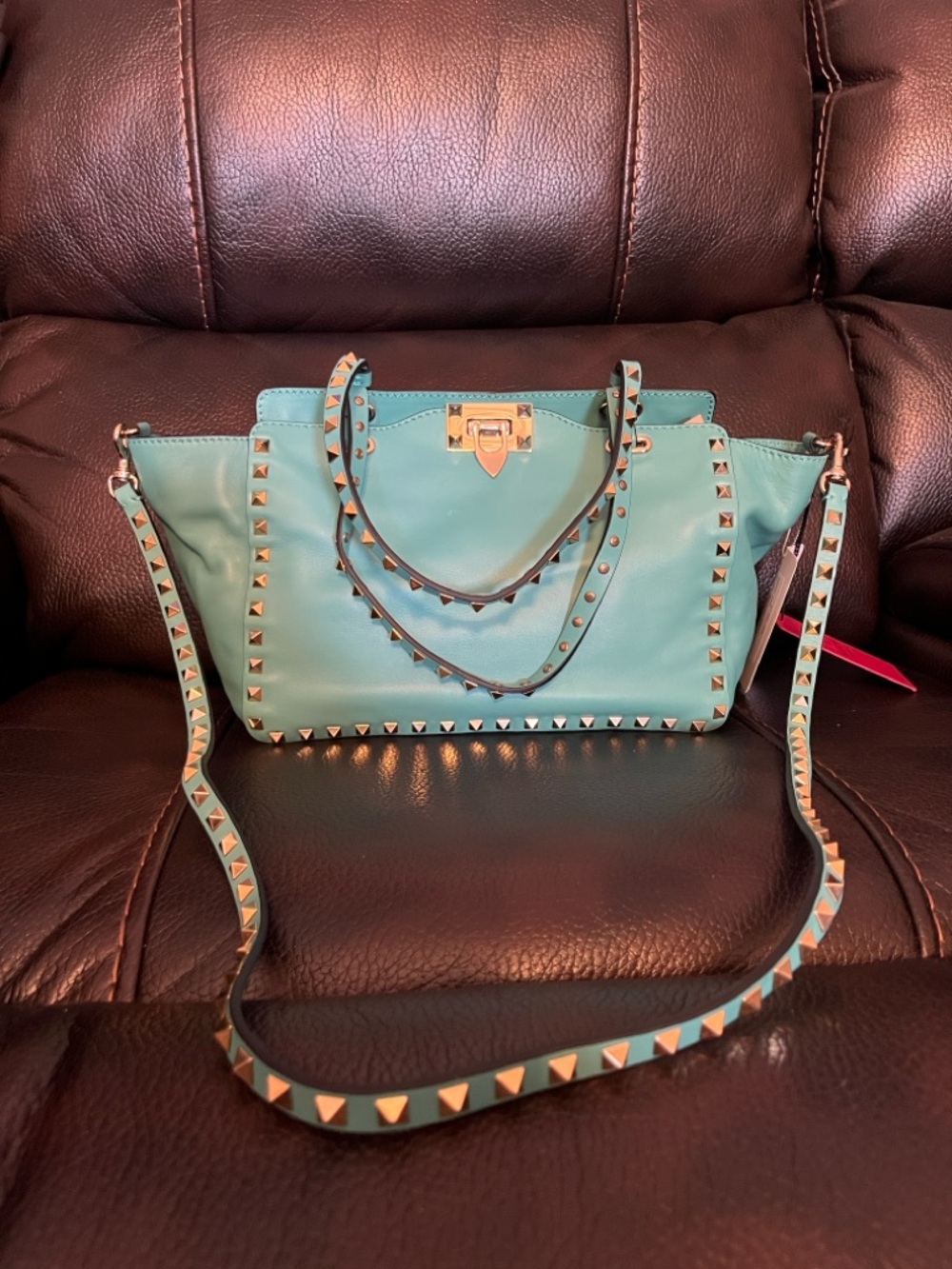 Valentino Garavani rockstud studded leather small tote shoulder bag NEW